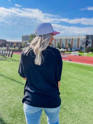 Nebraska South Split Oversized Tee-Black