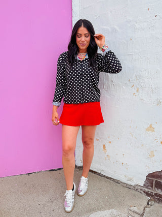 All Day Ribbed Skort-Cherry