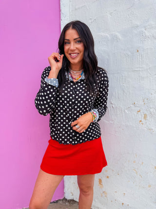 Livy Polka Dot Cardigan-Black