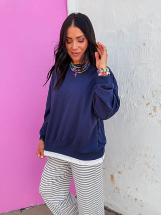 Elevated Ease Pullover-Navy