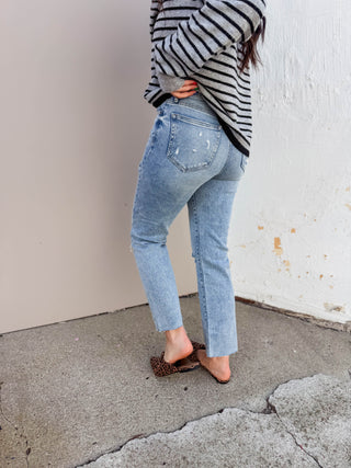 Tracey High Rise Crop Straight Leg Denim