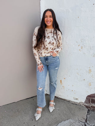 Francis Floral Sweater-Ivory