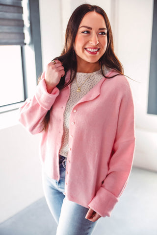 Quincy Cardigan-Light Pink