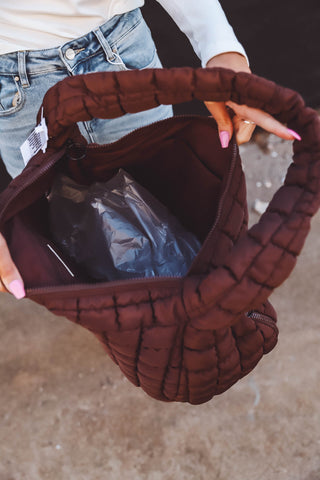 Cleo Slouchy Quilted Tote-Chocolate