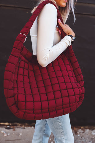 Cleo Slouchy Quilted Tote-Plum