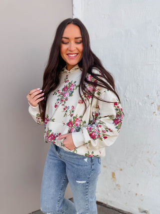 Elevated Essential Hoodie-Ivory Floral