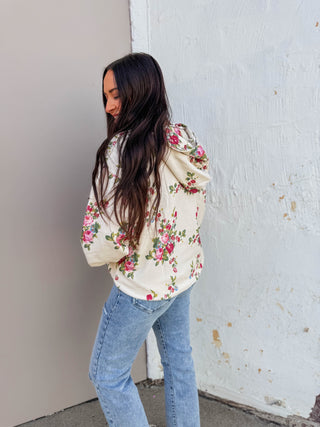 Elevated Essential Hoodie-Ivory Floral