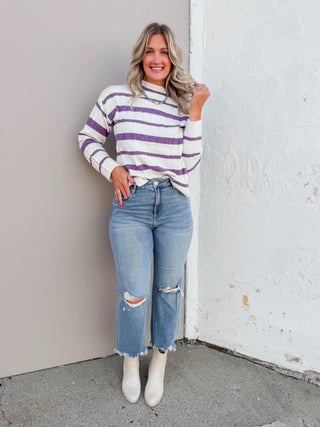 Josephine Striped Sweater-Purple