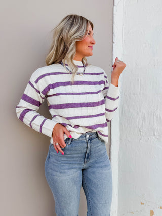 Josephine Striped Sweater-Purple