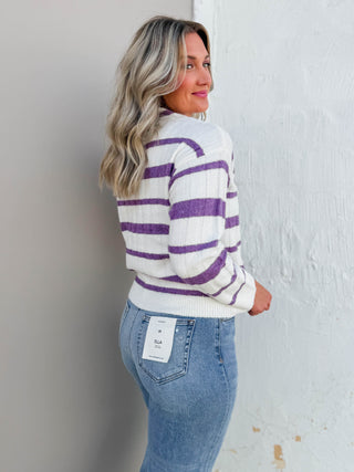 Josephine Striped Sweater-Purple