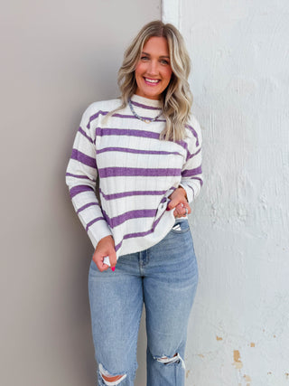 Josephine Striped Sweater-Purple