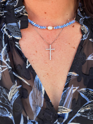 Crystal Flora Necklace-Baby Blue