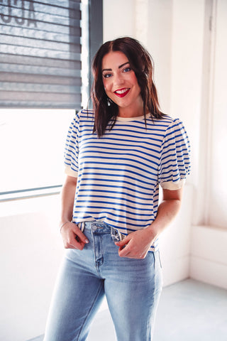 Alyssa Striped Top-Royal