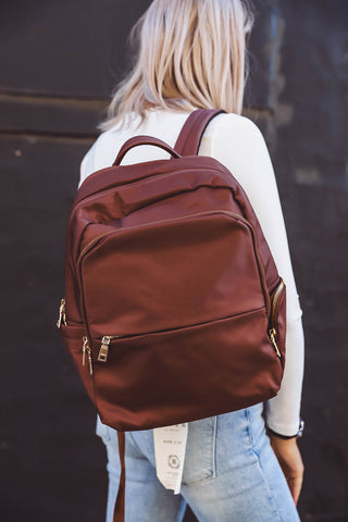 Victoria Nylon Backpack-Chocolate