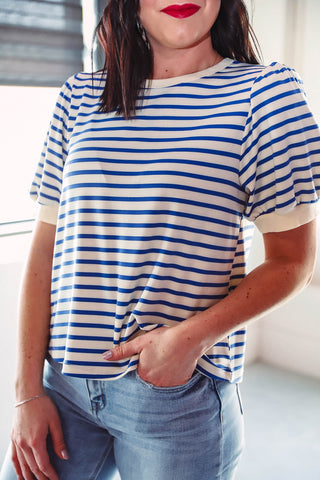 Alyssa Striped Top-Royal