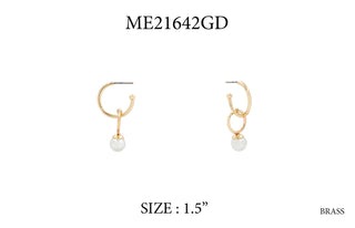 Gold Open Circle & Pearl Huggie Hoops