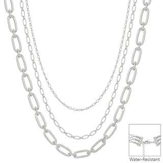 3 Layer Silver Chunky Clip Necklace