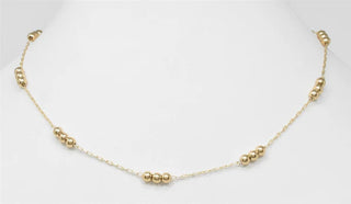 Small Bead & Chain Necklace-Gold