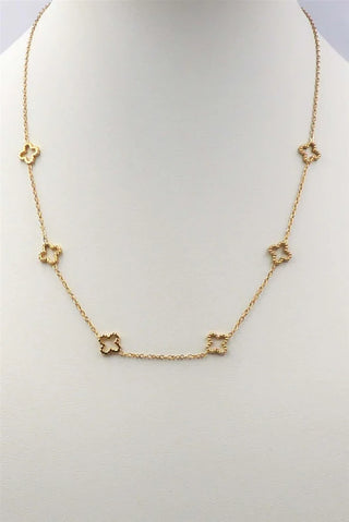 Open Clover Necklace-Gold