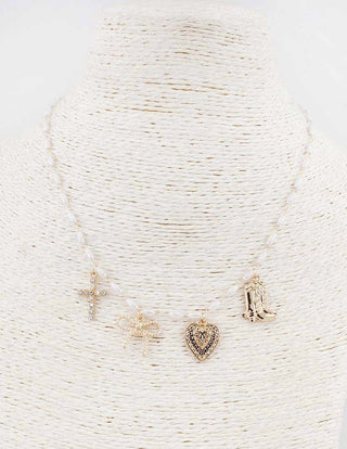 Gold & Pearl Western Charm Necklace