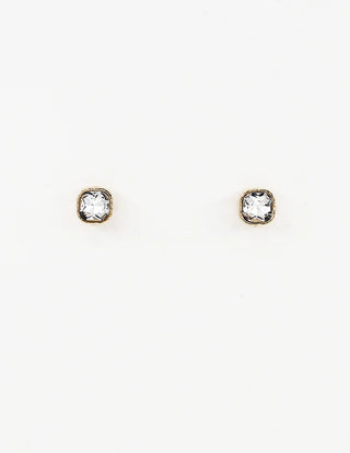 Clear Stud Earrings-Gold