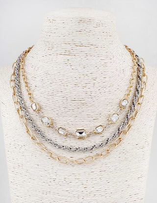 Gold & Silver Multi Texture Chain Necklace