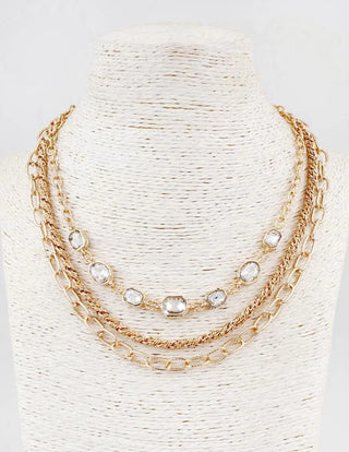 Gold Multi Texture Chain Necklace