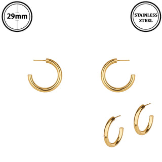 Stainless Steel 1.25" Gold Hoop Earring
