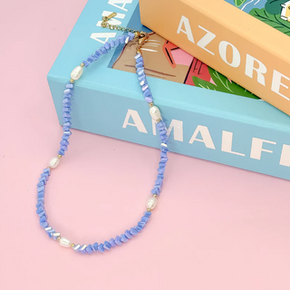 Crystal Flora Necklace-Baby Blue