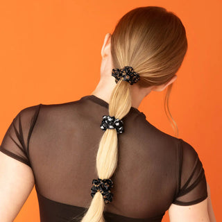 Ruched Satin Scrunchies 5pc Set - Ghosts & Pumpkins