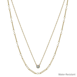 Layered Gold Chain & Rhinestone Necklace