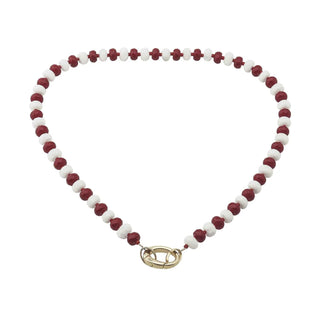 Red & White Crystal Beaded Necklace