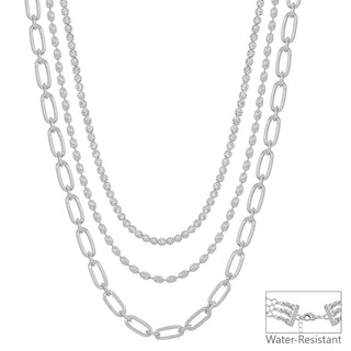 3 Layer Silver Multiway Stone Necklace