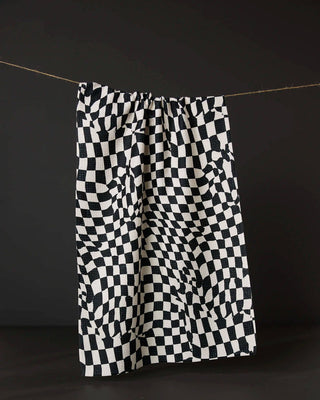 Glitchy Check Tea Towel-Geometry