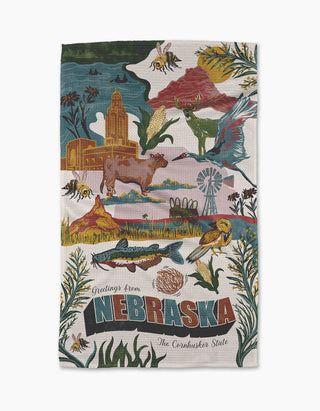 Greetings from Nebraska Tea Towel-Geometry