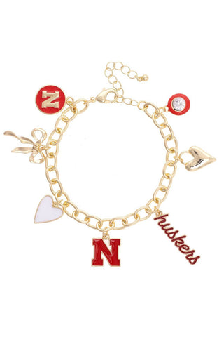 Nebraska Huskers Enamel Icons Charm Bracelet