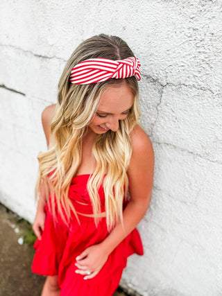 Red/White Striped Headband