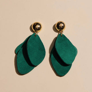 Nickel & Suede - Weston Earrings-Mistletoe Suede/Gold
