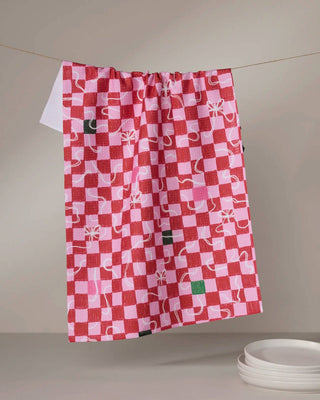 Wrapped Checkers Tea Towel-Geometry