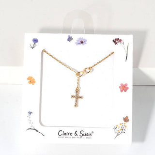 Cz Cross Lariat Necklace