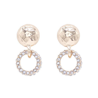 Gold Circle With Rhinestone Circle 1" Earring