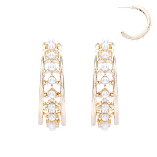 Gold Textured 1.35" Hoop Earring