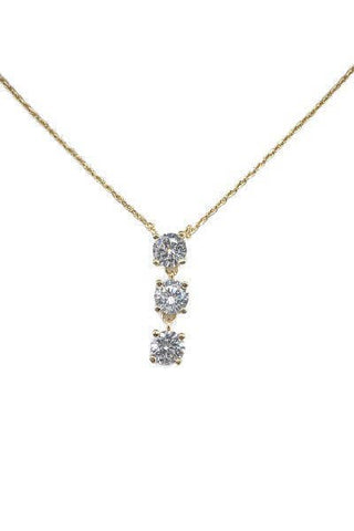 Gold Triple Cz Drop Necklace