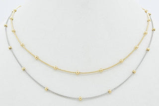 Layered Thin Gold & Silver Ball Necklace