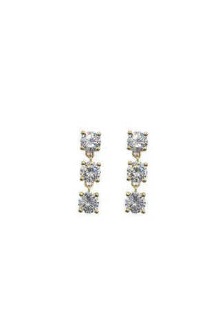 Triple 3 Circle Cz 1" Drop Earring