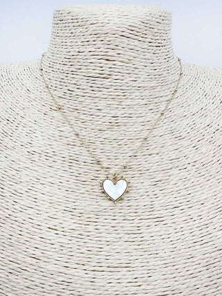 White Pearlized Studded Heart Necklace