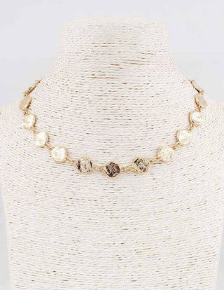 Gold Hammered Circle Necklace