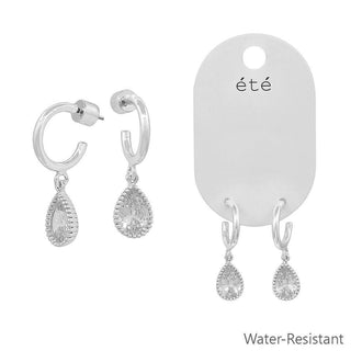 Silver Teardrop Rhinestone Huggies