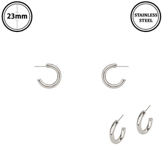 Stainless Steel 1" Silver Hoop Earring