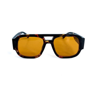 Ellen Retro Square Pilot Sunglasses-Tortoise/Orange